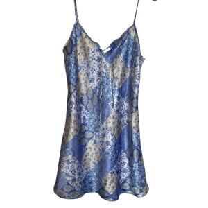Sophia by Delicates Vintage Floral Patchwork Print Satin Slip Mini Dress Size S